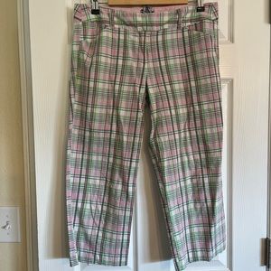Tracy Evans Limited Sz 11 Green Pink White Plaid Capri Pedal Pusher Pant